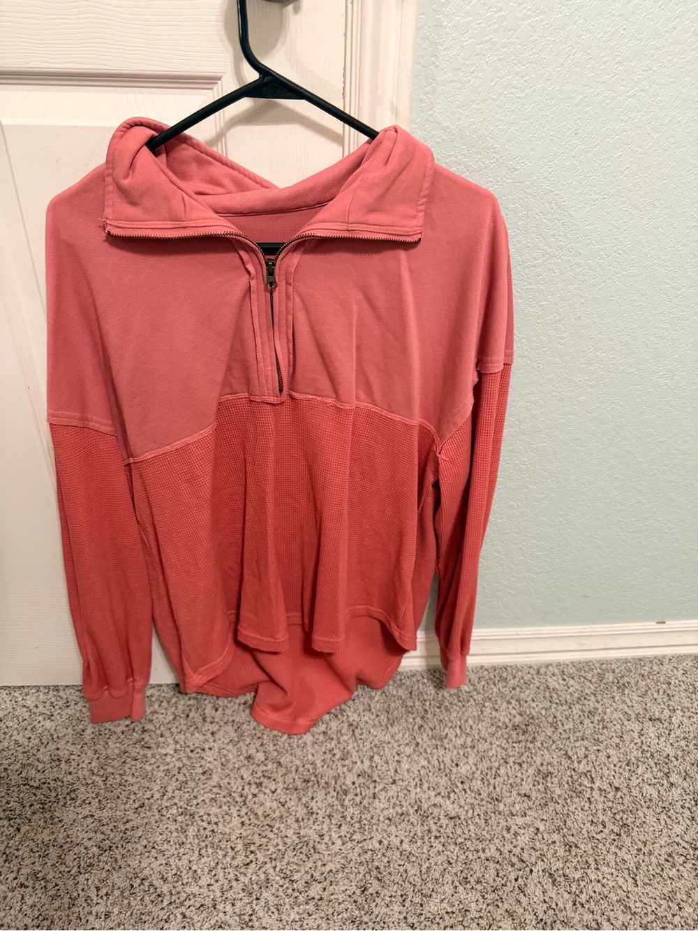 Women's Coral Half-Zip Pullover Sweater Shorter in front Longer in back
